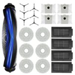 20 Piece Accessory Set for Ecovacs Deebot T50 Pro Omni / T50 Max Pro Omni Robot Vacuum Cleaner, 1 Main Brush, 4 Wipes, 4 Filters, 6 Side Brushes, 4 Dust Bags, 1 Cleaning Brush