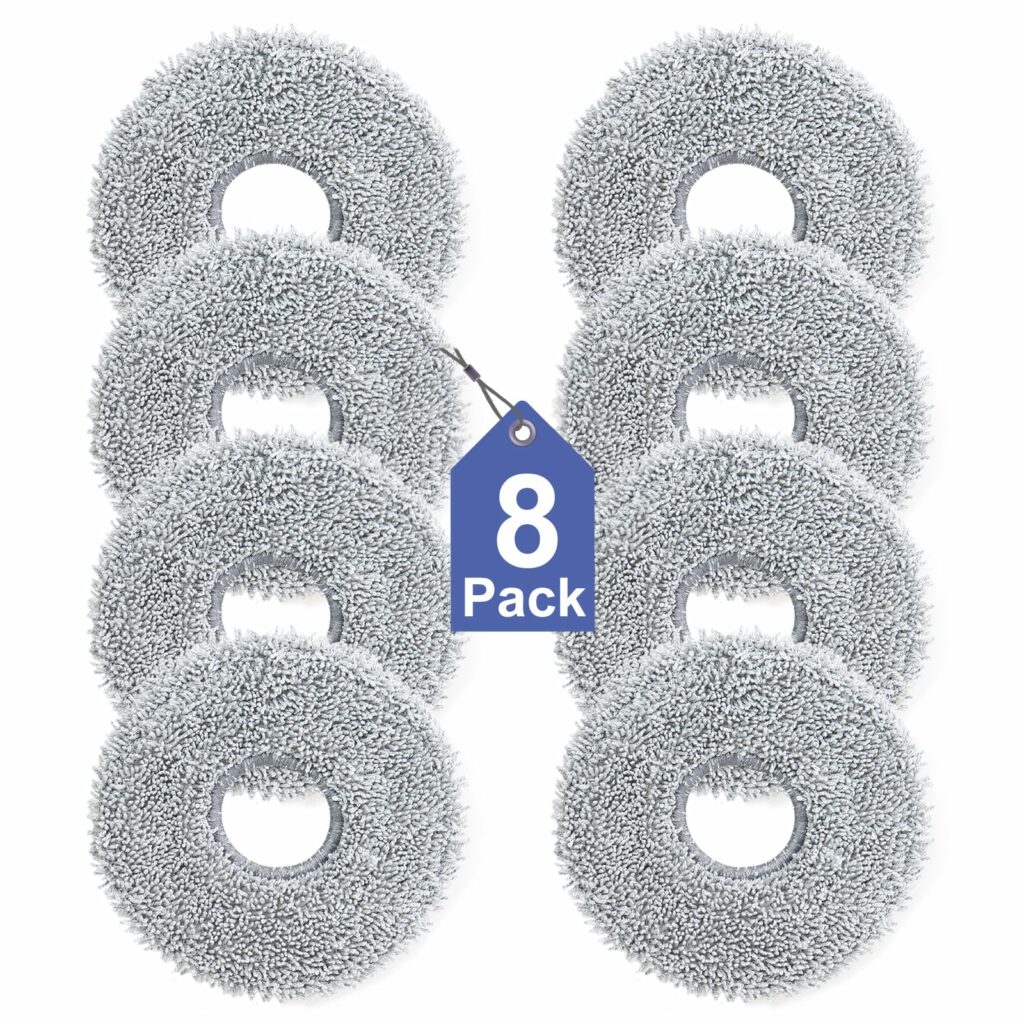 Pack of 8 Wipes for Dreame L10s/L10/L20/X40/L40/X50/L50 Pro Ultra, for Xiaomi X20 Pro/Max, for Ecovacs Deebot T30 Pro OMNI, T30 OMNI Robot Vacuum Cleaner, Reusable and Washable Replacement Cloth