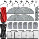 Pack of 28 accessories for Roborock Saros 10 robot vacuum cleaner, 2 main brushes, 6 dust bags, 4 mop pads, 4 round mops, 4 HEPA filters, 6 side brushes, 1 cleaning accessories, 1 screwdriver spare