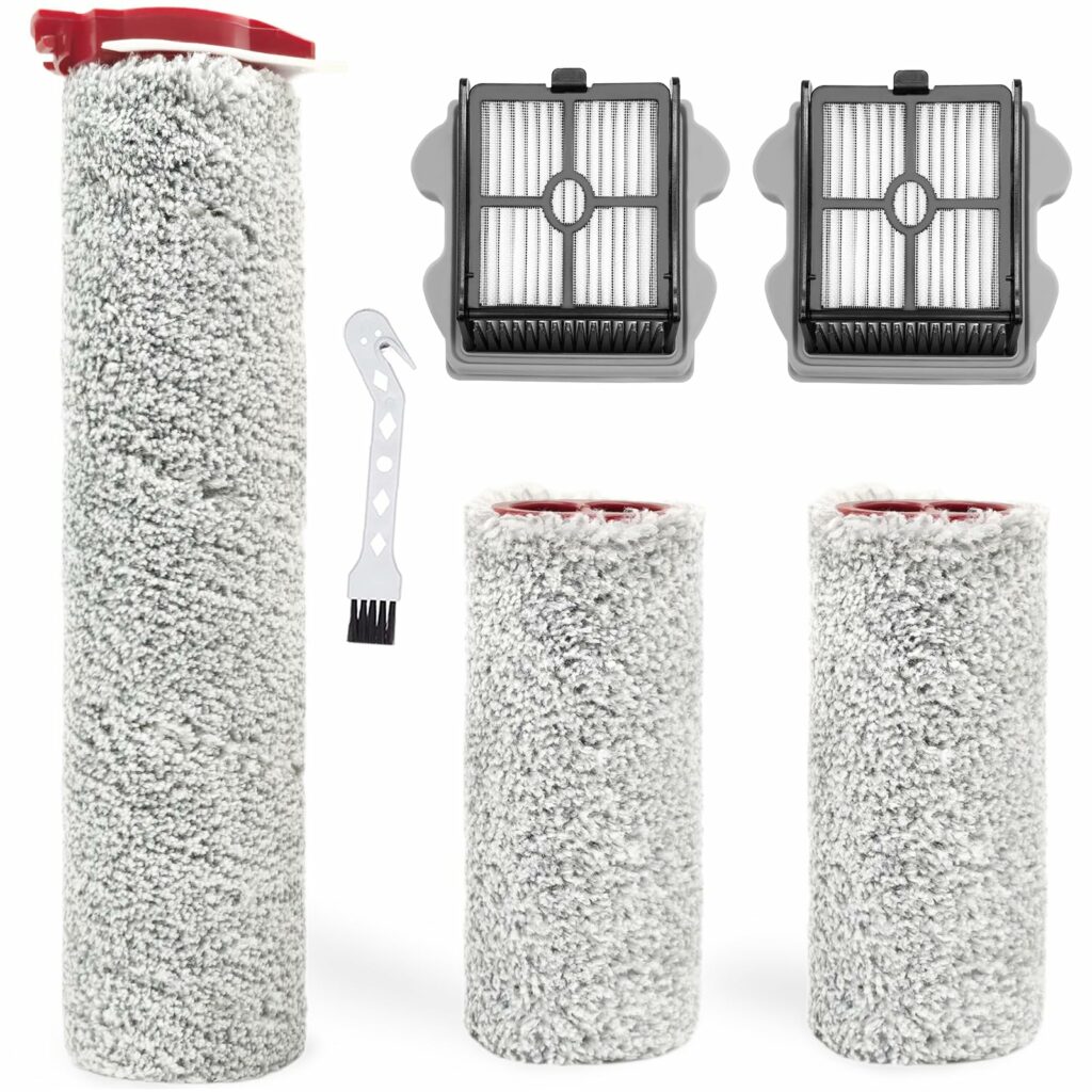 Brush Roll Accessories for Roborock Dyad Pro, Dyad Pro Combo Wet and Dry Vacuum Cleaner Replacement Parts, 2 Main Brushes + 2 HEPA Filters + 1 Cleaning Brush