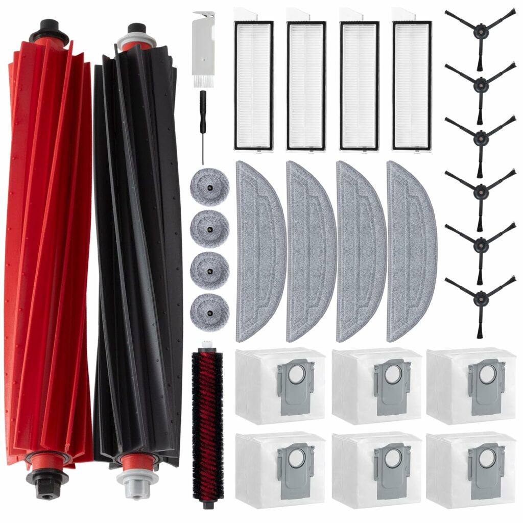 Replacement parts for roborock S8 MaxV Ultra, robot vacuum cleaner accessories for roborock S8 Max Ultra with 2 main brushes, 4 filters, 4 wipes, 6 dust bags, 6 side brushes, 1 maintenance