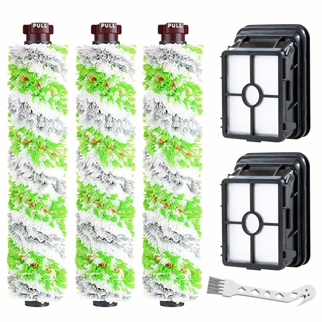 Replacement Pack of 3 Brush Roller + 2 Filters BISSELL Crosswave 17132 and 2225N Series for Families with Pets Smokers Accessories Bissell Crosswave Vacuum Cleaner