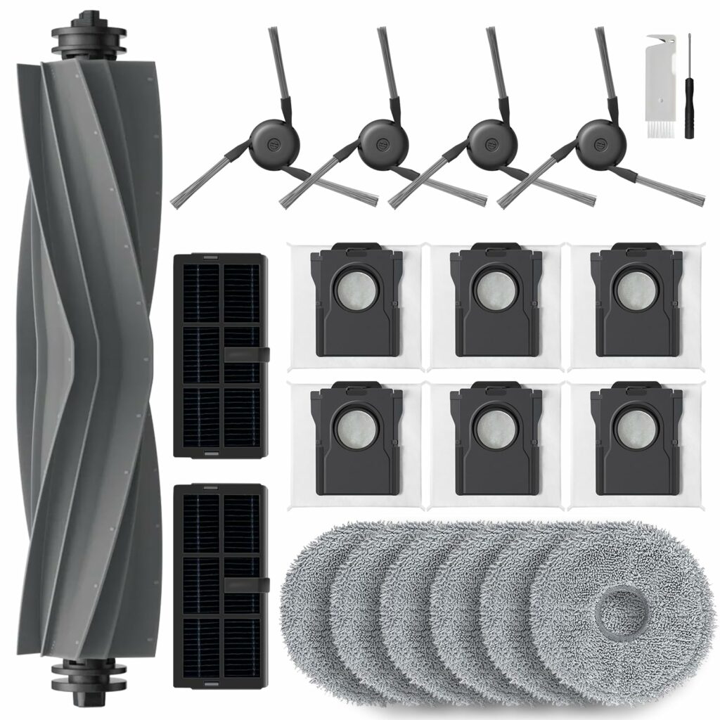 20 pieces vacuum cleaner accessory kit for Dreame X40 Ultra Complete, set contains 1 main brush, 2 filters, 6 wipes, 6 dust bags, 4 side brushes and 1 cleaning brush