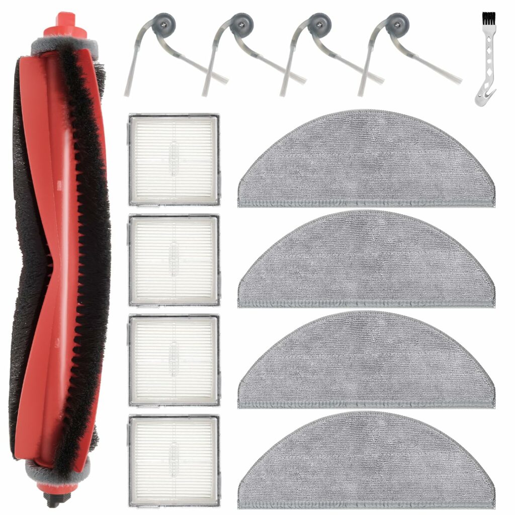 Replacement Part Accessory for Roborock Q10 X5 / Q10 X5+ Vacuum Cleaner Robot, 1 Main Brush, 4 Wipes, 4 Filters, 4 Side Brushes