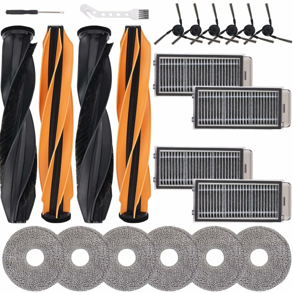 Replacement Accessory Set for Dreame X50 Ultra/L50 Pro Ultra/X50 Ultra Complete Robot Vacuum Cleaner, Replacement Parts with 2 Double Main Brushes, 6 Mop Pads, 6 Side Brushes, 1 Cleaning Brush and 1