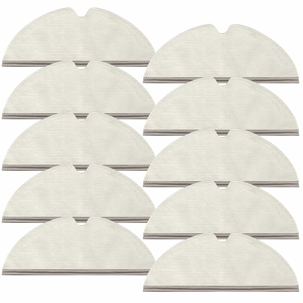 Pack of 10 Wipes for Roborock Q5 Pro, Q5 Pro+, Q8 Max, Q8 Max+, S5, S5 Max, S4, S50, S51, S55, S6, S6 Pure, S6 MaxV, Q7, Q7 Max Washable Microfibre Mop Pad Accessories, Reusable Mop Replacement Parts