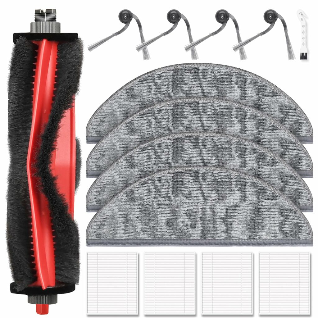 Pack of 14 Q7 M5 accessories for Roborock Q7 M5 / Q7 M5+ / Q7 L5 / Q7 L5+ robot vacuum cleaner, 1 main brush, 4 mop pads, 4 HEPA filters, 4 side brushes, 1 cleaning accessories, replacement part set
