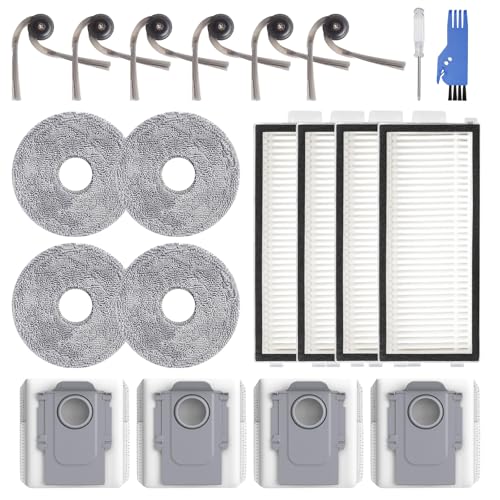 Pack of 20 Accessories for Roborock Saros Z70 Robot Vacuum Cleaner, Replacement Parts Accessory Set with 4 Dust Bags, 4 Filters, 4 Mop Pads, 6 Side Brushes, 1 Cleaning Brush, 1 Screwdriver