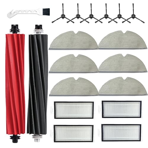 Accessory Replacement Part for Roborock Q5 Pro/Q5 Pro+/Q8 Max+/Q8 Max Robot Vacuum Cleaner, 2 Main Brushes, 6 Side Brushes, 6 Wipes, 4 Filters