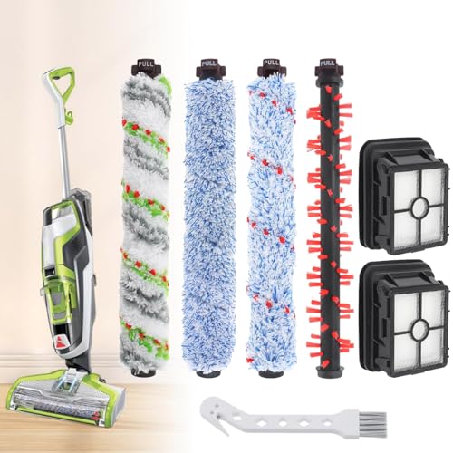 4 x 1868 Vacuum Cleaner Brush Rollers and 2 Replacement Filters for 1866 Vacuum Cleaner, Fits Bissell CrossWave 2306A and 1785A Series Vacuum Cleaners, Compare to Part 1785R 1785