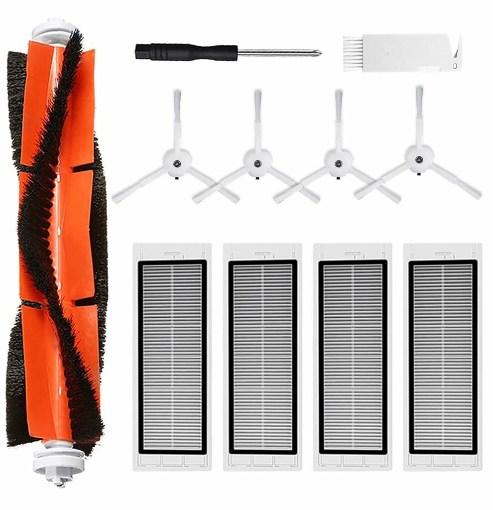 HoHumoca Accessories Replacement for Xiaomi Roborock S5 Max S6 Pure S6 MaxV S6 Max S4 Max S4 S5 S50 S51 S55 S6 S60 S65, 1 Main Brush, 4 HEPA Filter, 4 Side Brush