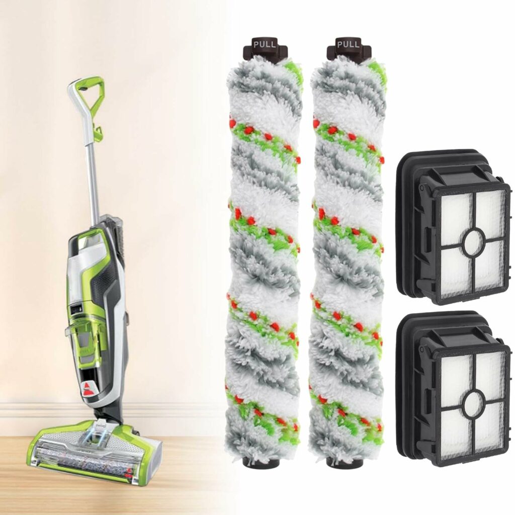 2PC Vacuum Brush Rolls 1868 Multi-Surface and 2PC 1866 Replacement Vacuum Filters, Compatible with Bissell CrossWave 2306A 1785A 3888A Vacuum Cleaner, Compare to Part 1608684, 160-8683, 1613568