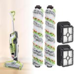 2PC Vacuum Brush Rolls 1868 Multi-Surface and 2PC 1866 Replacement Vacuum Filters, Compatible with Bissell CrossWave 2306A 1785A 3888A Vacuum Cleaner, Compare to Part 1608684, 160-8683, 1613568