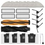 Accessory Replacement for Dreame D20 Pro Plus Robot Vacuum Cleaner, 1 Main Brush, 4 HEPA Filters, 4 Side Brushes, 4 Wipes, 4 Dust Bags, 1 Cleaning Brush