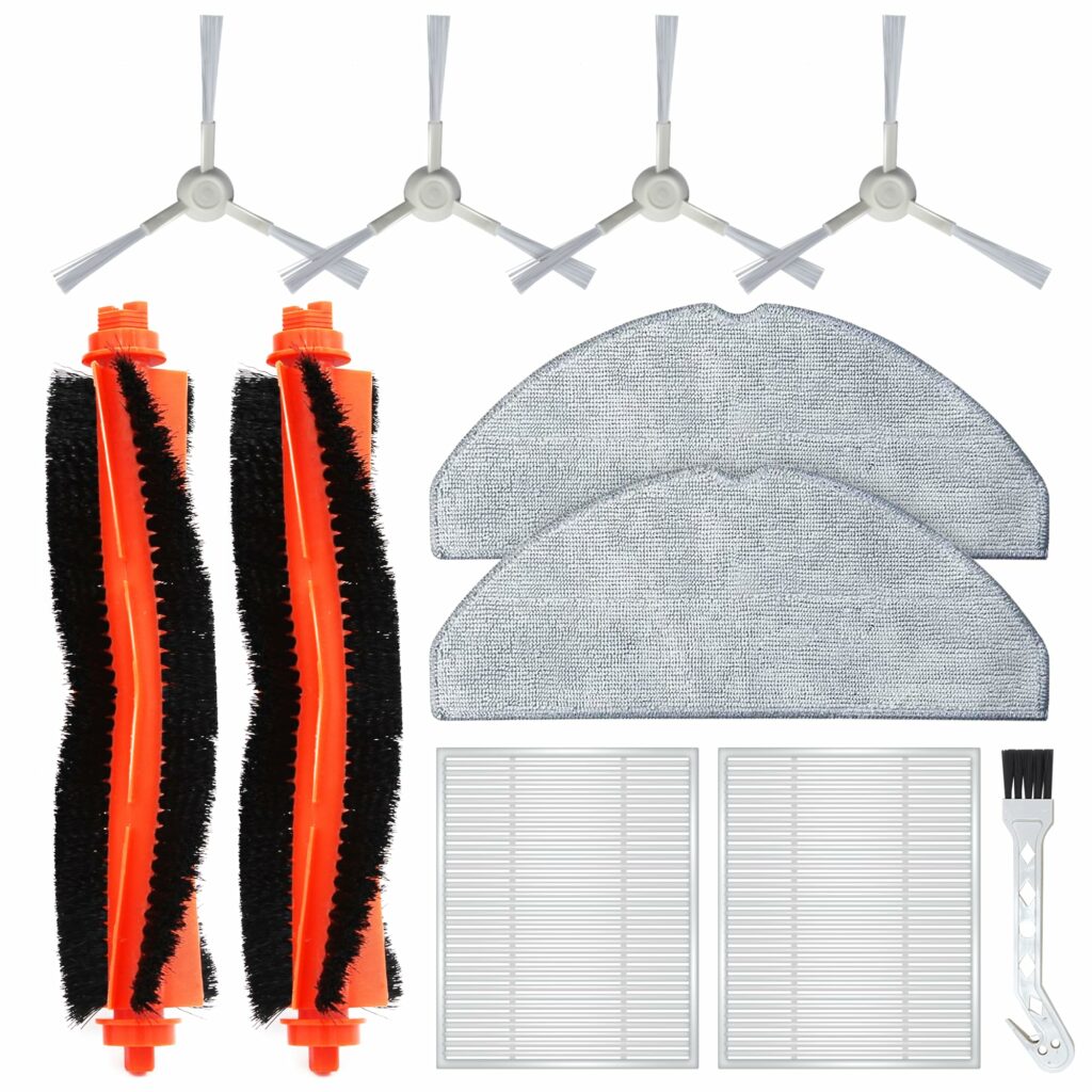 11 Piece Replacement Kit for Robot Vacuum S20 (D106), 2 Main Brushes, 4 Side Brushes, 2 Filters and Brushes, Xiaomi 3C / E10 / Mijia Vacuum Mop 3C (C103) / 3C Plus (B112)