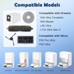 Accessory Replacement Compatible with Dreame X40 Ultra Complete / X40 Master / L40 Ultra / Mova P50 Pro Ultra Robot Vacuum Cleaner, 1 TriCut Brush, 4 Filters, 4 Side Brushes, 4 Mop Wipes, 6