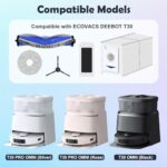 T30 Accessories Replacement Compatible with Ecovacs Deebot T30 Pro OMNI / T30 OMNI Robot Vacuum Cleaner, 1 Main Brush, 4 Filters, 4 Side Brushes, 4 Mop Wipes, 4 Antibacterial Dust Bags, 1 Cleaning