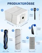 KEEPOW 17 Piece Accessory Set for ECOVACS X11 OMNICYCLONE / X11 Pro Omni, Replacement Parts with 1 Main Roller Brush, 2 Mop Roller, 4 Filters, 4 Dust Bags, 4 Side Brushes, 1 Cleaning Brush, 1
