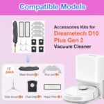 D10 Plus gen 2 Replacement Parts Accessories Compatible with Dreame D10 Plus Gen 2 Robot Vacuum Cleaner, Including 1 Main Brush, 2 Hepa Filters, 4 Mop Pads, 4 Edge-Sweeping Brushes, 4 Dust Bag