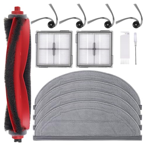 13 Packs Q10S5 Accessories Kit Replacement Compatible with Roborock Q10 S5 / Q10 S5+ Plus Robot Vacuum, 1 Main Brush, 4 Mop Cloth Pads, 4 Side Brushes, 2 HEPA Filters, 1 Cleaning Tool, 1 Screwdriver