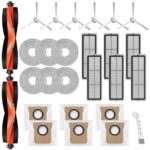 Replacement Accessories for Xiaomi X10+ /X20+, Spare Parts for Dreame L10s Ultra /L10 Ultra /L10 Prime, 2 Main Brush, 6 Filter, 6 Bags, 6 Cloths, 6 Side Brushes