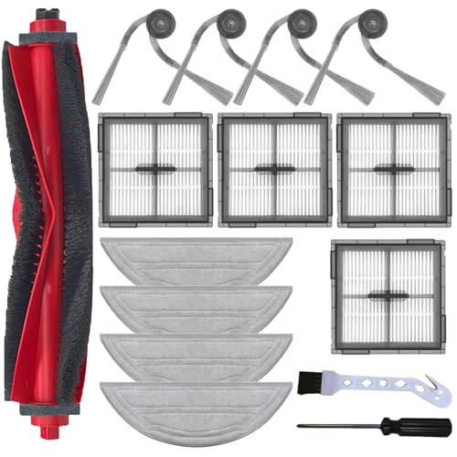 15 Piece Accessory Set for Roborock Q10 S5+ / Q10 S5 Robot Vacuum Cleaner, 1 Main Brush, 4 Side Brushes, 4 Dust Bags, 4 HEPA Filters, 2 Cleaning Attachments