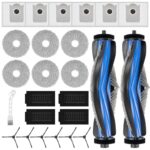 25 Piece Accessory Set for Ecovacs Deebot T50 Omni / T50 Pro Omni Robot Vacuum Cleaner, 2 Roller Brushes, 6 Mops, 4 HEPA Filters, 6 Side Brushes, 1 Cleaning Brush and 6 Dust Collection Bags