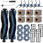26 Pcs Accessories Kit Compatible with eufy X10 Pro Omni, Replacement Parts Include 2 Main Brush 6 Side Brushes 6 Mop Pads 6 Dust Bags 4 Washable Filters 1 Cleaning Tool and 1 Screwdriver