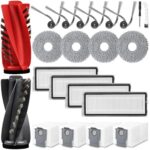 Pack of 22 accessories for Roborock Qrevo Curv robot vacuum cleaner, 2 main brushes, 4 dust bags, 4 wipes, 4 HEPA filters, 6 side brushes, 1 cleaning brush, 1 screwdriver spare parts