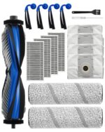 KEEPOW 17 Piece Accessory Set for ECOVACS X11 OMNICYCLONE / X11 Pro Omni, Replacement Parts with 1 Main Roller Brush, 2 Mop Roller, 4 Filters, 4 Dust Bags, 4 Side Brushes, 1 Cleaning Brush, 1