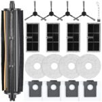 18 Piece Accessory Set for Dreame L10s Pro Ultra Heat / L10s Ultra Gen 2 / X30 Ultral/Mova E30 Ultra Robot Vacuum Cleaner, 1 Main Brush, 4 Wipes, 4 Filters, 4 Dust Bags, 4 Side Brushes, 1 Cleaning