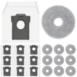 Set of 20 – 10 Microfibre Washable Cloths + 10 Dust Bags for Dreame/Xiaomi Robot – Complete Maintenance Kit for X30, X40, X50, L20 Ultra and More (10 Mops+Bags)