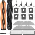 Accessories for Dreame D20 Pro Plus, JKOISL 2 x Main Roller Brushes, 6 x Dust Bags, 4 x Side Brushes, 2 x Filters, 4 x Mop Wipes, Replacement Parts Robot Vacuum Cleaner Accessory Set