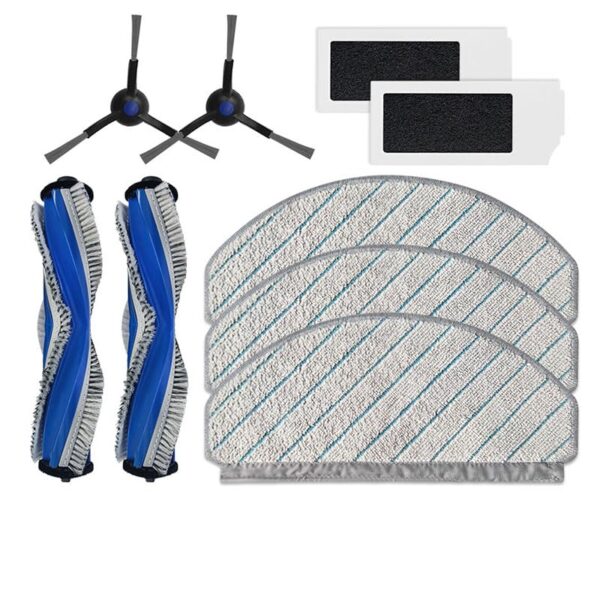 9-Piece Accessory Set for Ecovacs N20 PRO and Ecovacs N20 Family Robot Vacuum Cleaner, Standard Replacement Kit Includes 2 Main Brushes, 3 Wipes, 2 Filters, 2 Side Brushes