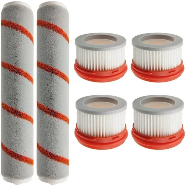 INF Replacement Parts Accessories for Xiaomi Dreame V8/V9/V10, Filter Roller Brushes 6 Pieces, 2 x Roller Brushes, 4 x Filters