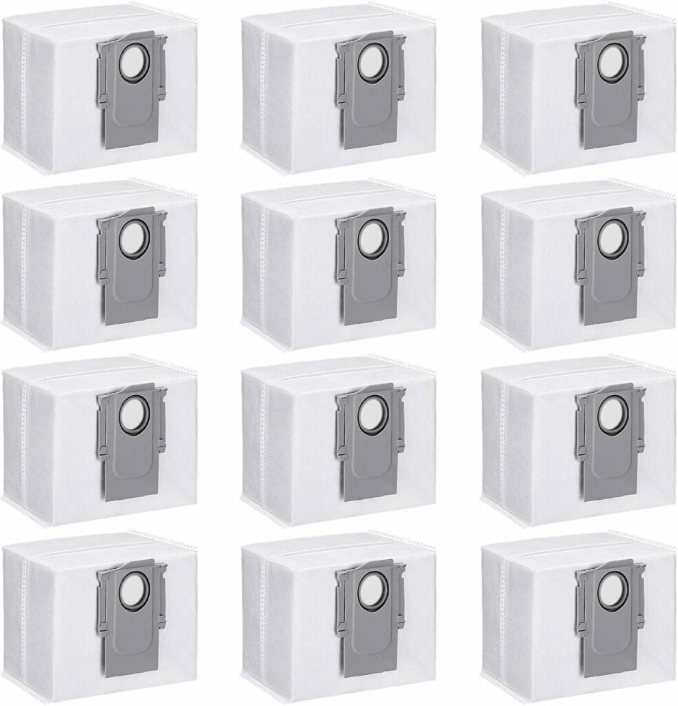 Pack of 12 Vacuum Cleaner Bags for Roborock S7 MaxV Ultra / Q7+ / Q7 Max+ / T8 / Q5+ Vacuum Cleaner Suction Station, 3L Large Capacity Vacuum Cleaner Bags, Replacement Bags Accessory Set, Vacuum