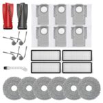 23Pcs Replacement Parts for Roborock Qrevo 5AE/Qrevo C/Qrevo C pro/Qrevo Curv/Qrevo Edge Vacuum Cleaner Accessories,1 Main Brush 4 Side Brush 4 Hepa Filters 6 Vacuum Bags 6 Mop Pads 1Cleaning Tool