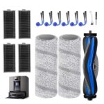 15 Pieces Accessories Kit for Ecovacs Deebot X11/X11 PRO/T80S Robot Vacuum Cleaner, with 1 Main Brush, 6 Side Brushes, 2 Mop Rollers, 4 HEPA Filters, 2 Cleaning Tools
