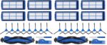 Replacement Part for Eufy RoboVac 11S Max RoboVac 15C Max RoboVac 30C Max RoboVac G30 Edge G10 Hybrid Robot Vacuum Cleaner Accessories Kit, Including 1 Main brush, 8 Side brushes, 4 Filters