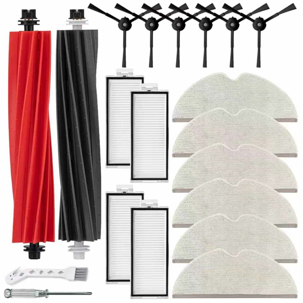 Accessory Replacement Parts for Roborock Q5 Pro+ / Q5 Pro / Q5 Max+ / Q8 Max+ / Q8 Max Vacuum Cleaner, 1 Main Brush, 4 Filters, 6 Wipes and 6 Side Brushes