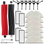 Accessory Replacement Parts for Roborock Q5 Pro+ / Q5 Pro / Q5 Max+ / Q8 Max+ / Q8 Max Vacuum Cleaner, 1 Main Brush, 4 Filters, 6 Wipes and 6 Side Brushes