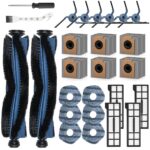 26 Pcs Accessories Kit Compatible with eufy X10 Pro Omni, Replacement Parts Include 2 Main Brush 6 Side Brushes 6 Mop Pads 6 Dust Bags 4 Washable Filters 1 Cleaning Tool and 1 Screwdriver