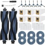 26 Pcs Accessories Kit Compatible with eufy Vacuum Omni C20, Replacement Parts Include 2 Main Brush 6 Side Brushes 6 Mop Pads 6 Dust Bags 4 Washable Filters 1 Cleaning Tool and 1 Screwdriver
