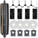 18 Piece Accessory Set for Dreame L10s Pro Ultra Heat / L10s Ultra Gen 2 / X30 Ultral/Mova E30 Ultra Robot Vacuum Cleaner, 1 Main Brush, 4 Wipes, 4 Filters, 4 Dust Bags, 4 Side Brushes, 1 Cleaning