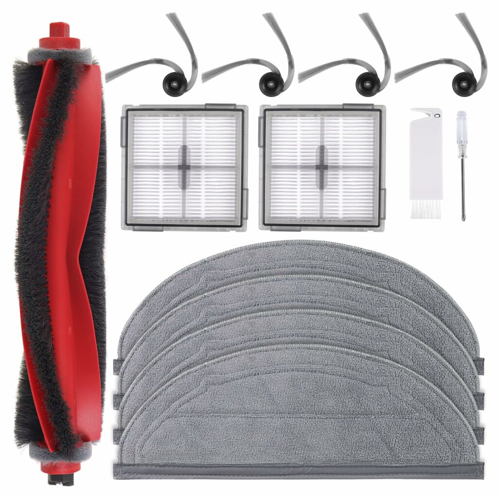 13 Packs Q10S5 Accessories Kit Replacement Compatible with Roborock Q10 S5 / Q10 S5+ Plus Robot Vacuum, 1 Main Brush, 4 Mop Cloth Pads, 4 Side Brushes, 2 HEPA Filters, 1 Cleaning Tool, 1 Screwdriver