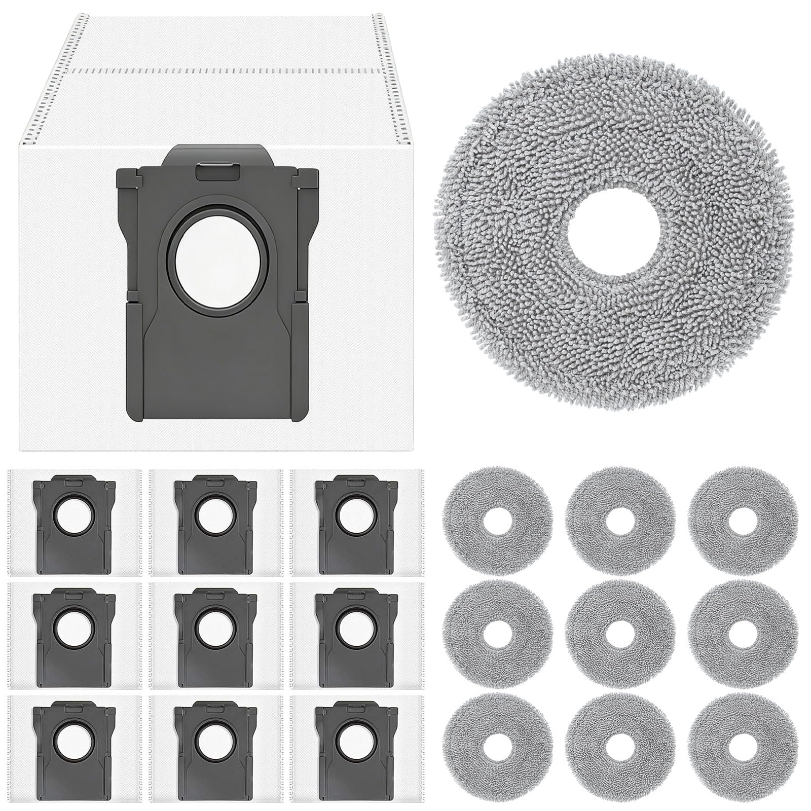 Set of 20 – 10 Microfibre Washable Cloths + 10 Dust Bags for Dreame/Xiaomi Robot – Complete Maintenance Kit for X30, X40, X50, L20 Ultra and More (10 Mops+Bags)_6995c72ca06e3.jpeg Set of 20 – 10 Microfibre Washable Cloths + 10 Dust Bags for Dreame/Xiaomi Robot – Complete Maintenance Kit for X30, X40, X50, L20 Ultra and More (10 Mops+Bags)