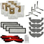 20-piece accessory set for approx. 600 operating hours: 4x HEPA filters, 3x side brushes, 6x dust bags, 4x wipes, 2x main brushes, 1x tool suitable for Dreame D10 Plus and Z10 Pro