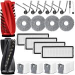 Pack of 22 accessories for Roborock Qrevo Curv robot vacuum cleaner, 2 main brushes, 4 dust bags, 4 wipes, 4 HEPA filters, 6 side brushes, 1 cleaning brush, 1 screwdriver spare parts