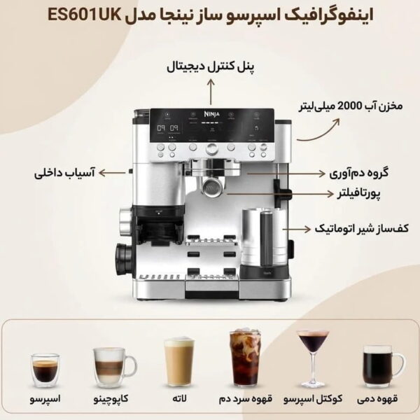 اسپرسو نینجا مدل Ninja Luxe Cafe Espresso Machine ES601 - تصویر 3