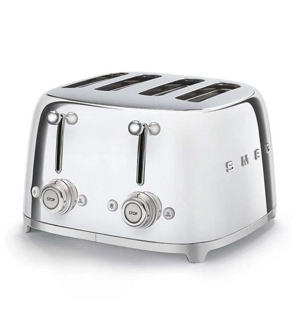 smeg-toaster-TSF03SS-01 توستر 4 لاین استیل اسمگ مدل Smeg TSF03SS - تصویر 1